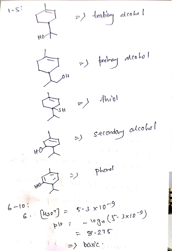 =) henhony alcolis I a) primary alcohol CH I DJ Secondary alcohol weh > Phenol 6-10: 6. (4301) = 503x109 .pl - logo (5.3x1009