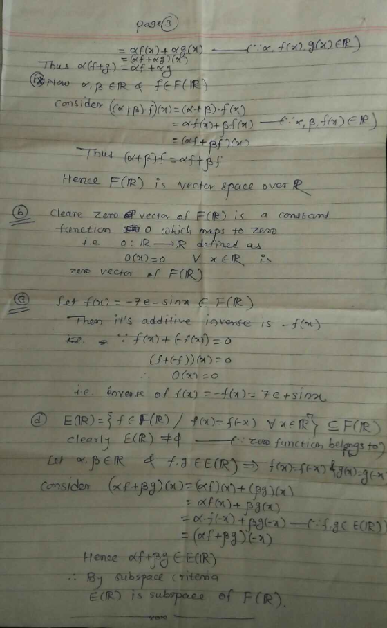 Consider ex) Hence Fr) is vectox space bven cleare zero.pvector lef-E(R)ǐ5 a C funatiom ocolich eo: RR detined as cens vecto