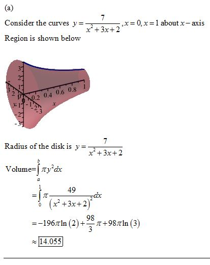 onsider the curves v- 0, x= 1 about x-axis x 3x2 Region is shown below 0.6 0.8 .2 0:4 Radius of the disk is y 3x+2 Volume=| π
