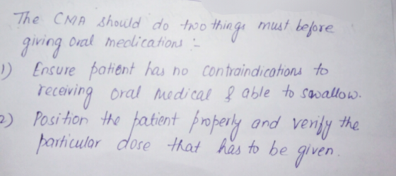 The Chp Shold do too thinge must before ving oral meclicatios ons )Encure pohent has no contraindicohons to uTe receiving ora