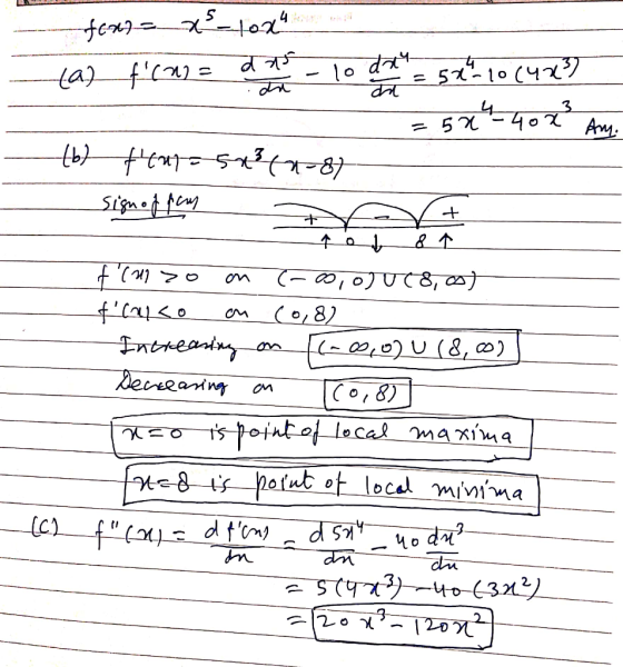---fc82=_X-1024 (a) f(a)= das 10 da 2 5 7 10 (48) = 5X-40x² Am. tby teat= 5x3(7-87 sign of pay- + foto1 tlu zo on C-00, 0) (