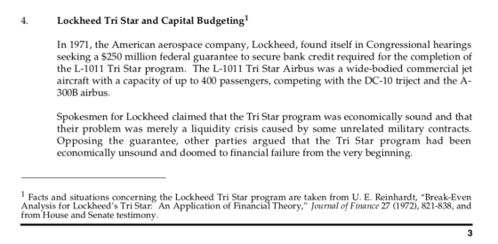 Lockheed Tri Star and Capital Budgeting1 In 1971, the American aerospace company, Lockheed, found itself in Congressional hea