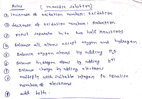 ASLOW MO22 - 2. Rules i inacidic solution) o increase of oxidation number oxidation .. ☺ decrease of oxidation number Reducti