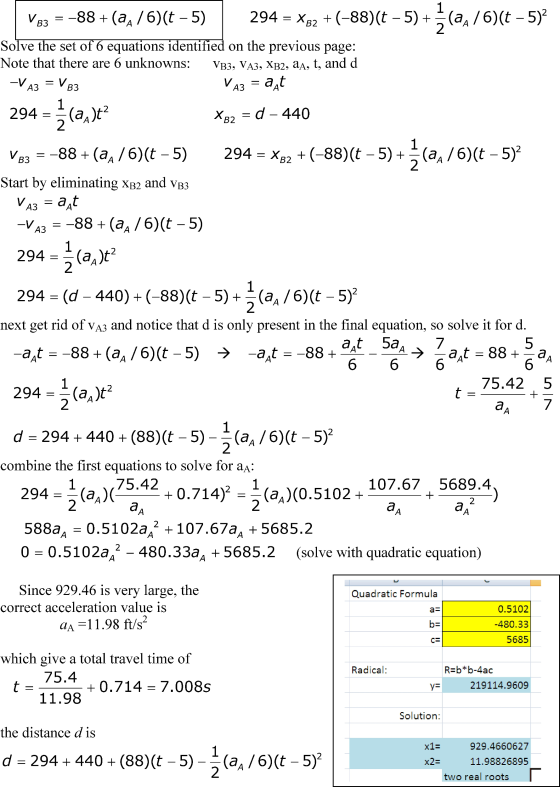 294 X2(-88) (t -5) (a6)(t - 5) Solve the set of 6 equations identified on the previous page: Note that there are 6 unknowns: