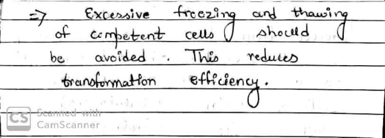 7 Excessive of competent be avoided . transformation freezing and thawing cells I should .. This reduces efficiency. Seamtech