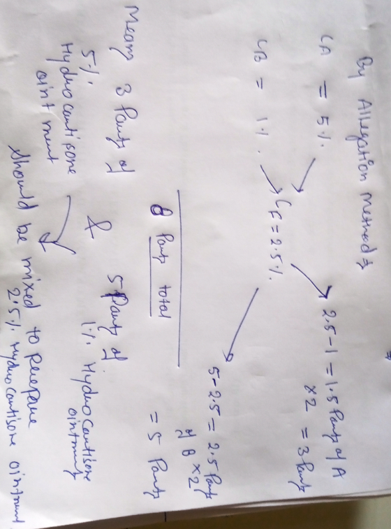 - By Allegation method & CA = 5.1. 72,5-1=1.5 Panty of A 82 - 3 lanky B F=2.5% = 11. 5-2.5-2.5 Pants of B*21 & Panty total =5