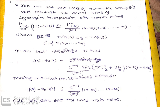 tnt1 +1)! 2 you can see any booke of numerical analysts and see that the errors terms of . Lagromgian interpolation with ngin