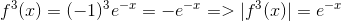 f^3(x)=(-1)^3e^{-x}=-e^{-x} => |f^3(x)|=e^{-x}