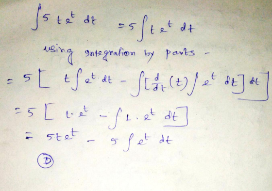 5 dt asftet at using gategration by parts - S[ thet at Stat (t) / et de -5 [to et - feiet I stet s fet at at et at D