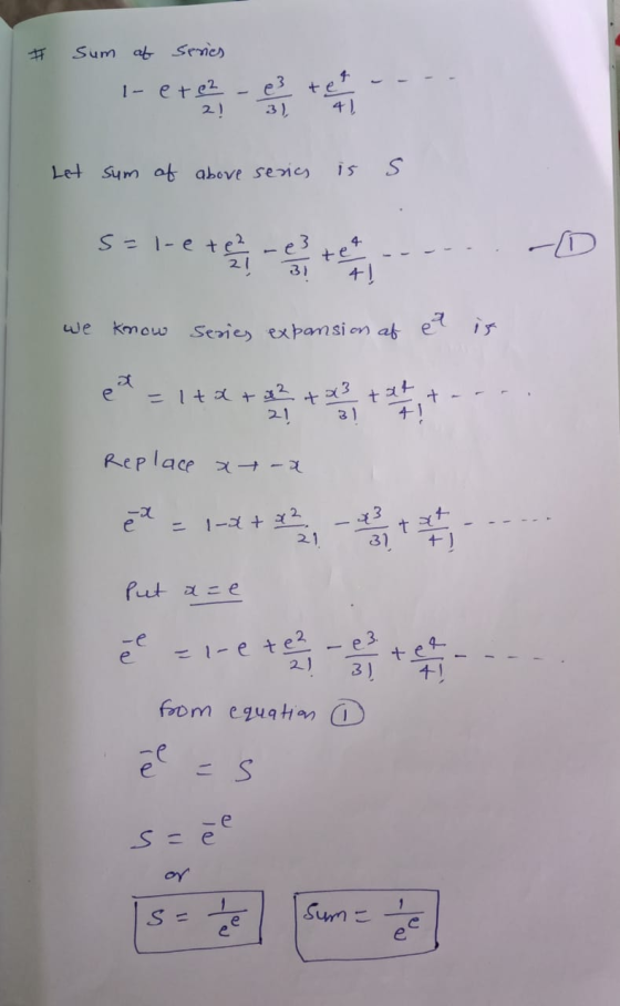 Sum of series tet I-ete2 2) 31 4) Let sum of above series is s s = l-ete 4 - D e 3! te +! we Know Series expansion af e = 1tx