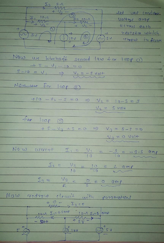 Iz sn tuz - nou Il ut I - 22 ou + VA let we consider voltage drop across each reststof which show in figure su lov (@l asu .