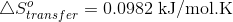 \bigtriangleup S^o_{transfer}=0.0982 \text{ kJ/mol.K}
