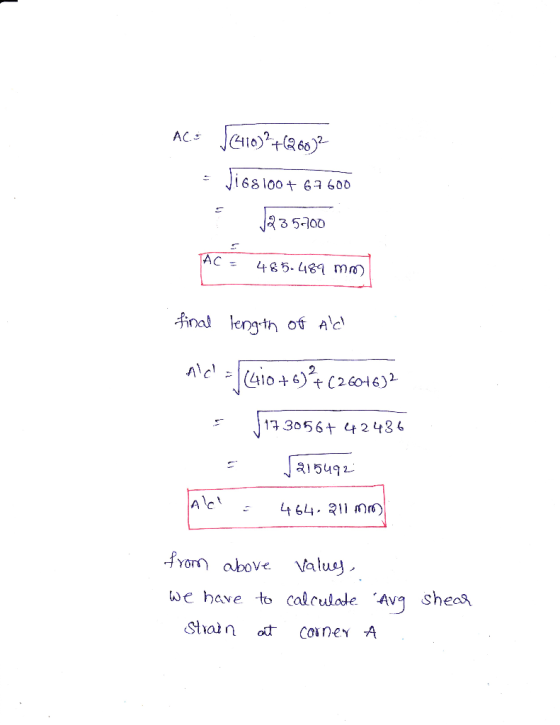 68 100 63 6oD R3 5-100 AC 485-481 mr) nal ength of AC 2 fronn above alus we have t calculade Avy shea