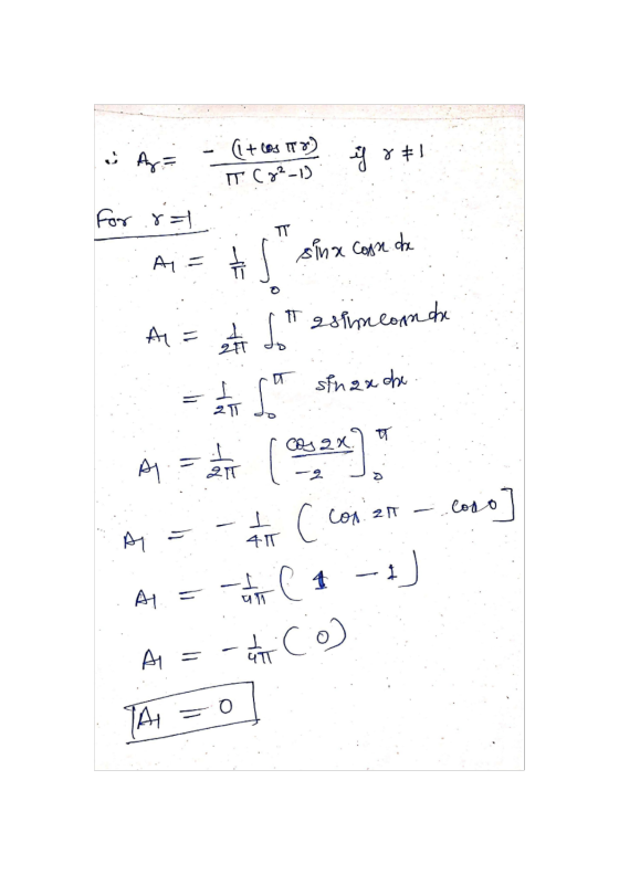 · Ara - (+les tro) if x #1 y ITC 32-1) for r =1 Til sinx coon.de A = Ñ . Ana II 20fmConnche = Su sf neu che A1 = (2x) - - c