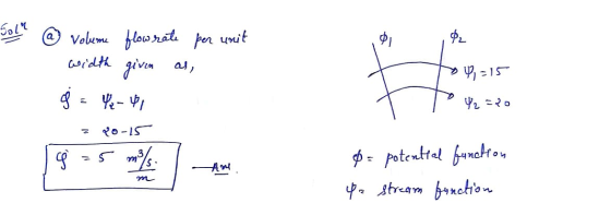 Solr Di $2 @ volume flow rate per voit Width given as, eft 4 =15 8 = 4 - 4, 42=20 PO-15 = 5 m/ q An Ø = potential function po