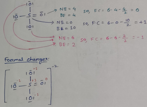 7 NE 4 BF = 4 so, FC 6-4-4 -S=OI- NECO SO, FC=6-o- I01 -+1 2 BEE 10 NE-6 So FC 6- 6-2 7 BE 2 2 foremal charges -2 -1 IO1 -1 +