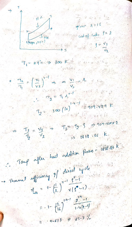 given a=16 wat of roto 3 = 2 A HR illiga 1970) j=V Ti guess 300k 1 V2 AY 9. 9-1 T R 1.4--| 909.429 K 300 (16) => 909 429 x 2
