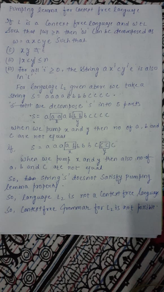 pumping lemma for context free language It is a Context free language and WEL Such that Iwl on then W can be decomposed as