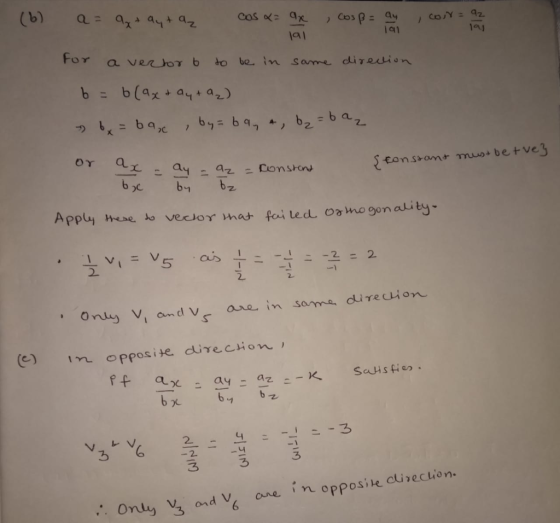 (6) corr= az a= x + ayt a cos a= ane cosß= ay jai 191 For a vertorb to be in same direction b = 6(9x + ay + O₂) bx= banc, by=