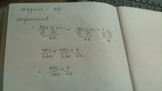 Ę . stiffness - displacement 2px 2 x 2 + x 2 XL V3 AE 4PL +4PL + P BAE BAE 3K. SPL & P BAE 3K.