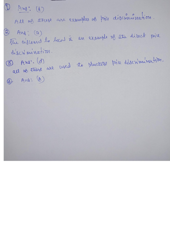 Aus; (d) All 0 & l. discrimination. of these are examples of price & Ans: (a) u an example of the direct price the ciscount t