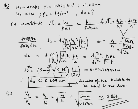 (6) Mi=20cp; Si= 0.85.9 /em? ;.d,= 5mm M2 = lep ;92 = 1g/em² ; dz=? Fes similitude: This form the 41,4,9. - dago . Sividi 12