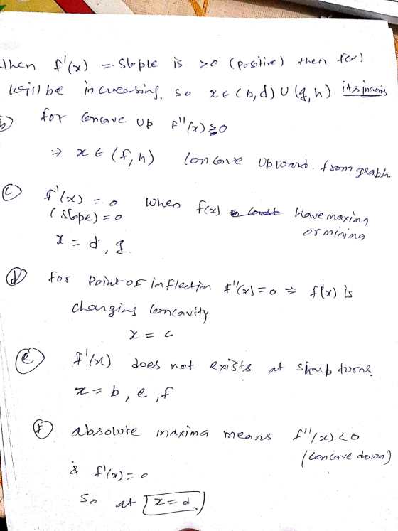then f(x) Slaple is >o (Positive ) then foor) will be increasing, so XE Cb, d) U (q, h) its incons for Concave up f(x)=0 at