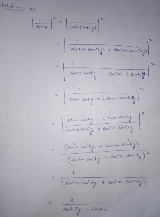 solution (6) Iz Itinerary sinentiys sin(n) castig + Cos (0) sinliy) din cop 1 sinn cashy + Cas(n) i sinny sinn cashy ti casn
