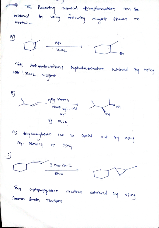 - The Romowing chemical transformations can be achieved by using forrowing rougent shown on HIRT 4202 This Antimorkownikous H