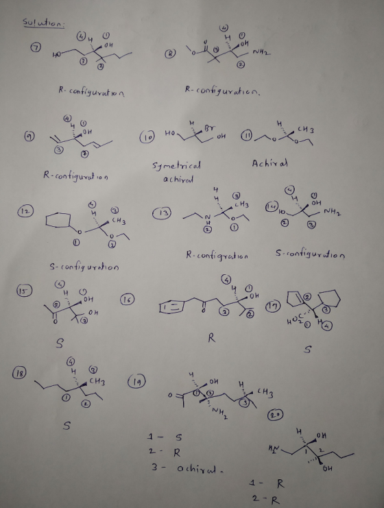 solution: 4H H 0 0H A OH \ / ( 9 NH2 R- configuration R- configuration, H By CH 2 (ခ - လ - ok - Achiral R- configuration Syme