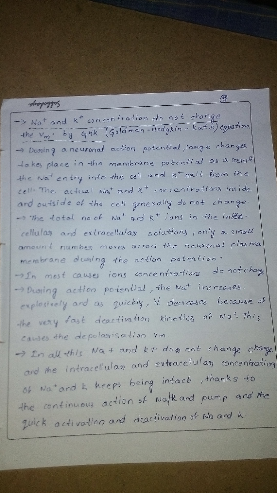 -> Nat and k concen tration o not change - Dusin 2 a neuronal action potentiallnge changes Ha kes place in -the membrane pote