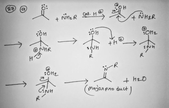 a cine stine, A WHER •H a + NH2 R Cat + NH2R oy Done :01 t th th an :Nh ANAR .NH R -R :01 2 a +H2O (major product CiNH