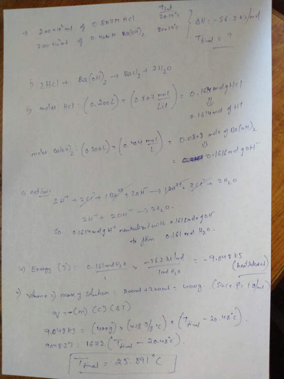 2 20:19° 2001 (AH: ~56.2 kono > 2.00 x 10² ml of 0.807 HCl 2.00 round of o. Your Ba(OH) final ? ; 2 Hcl + Ba(OH), Bacly + 212