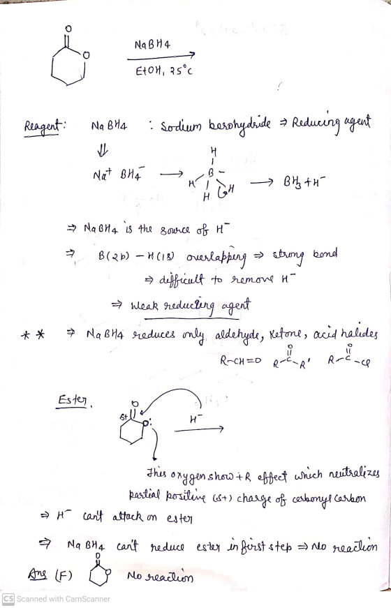 Na B H4 EXOH, 25°C Reagent: Na Bha : Sodium besohydride + Reducing agent V H Nat BHA 1 B н Birth GH H न » strong bond → Na Bl