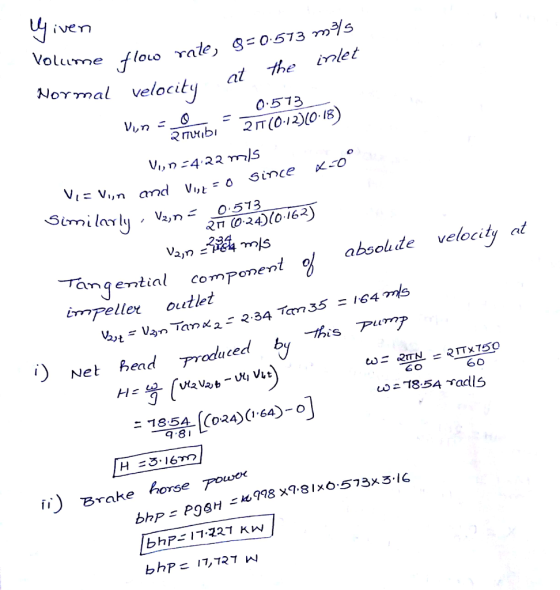 ivem Volume flouo rale, mal velocity al the tnled 0.573 n 024010 162) mqential component ซ่ absolđe velocity at impeller outl