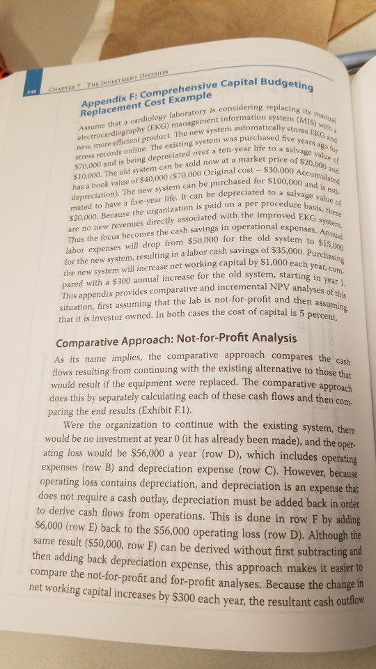 INVESTMENT DECISION dgeting CHAPTENT Appendix F: Comprehensive Capi Replacement Cost Example u replacing its man system (MIS)