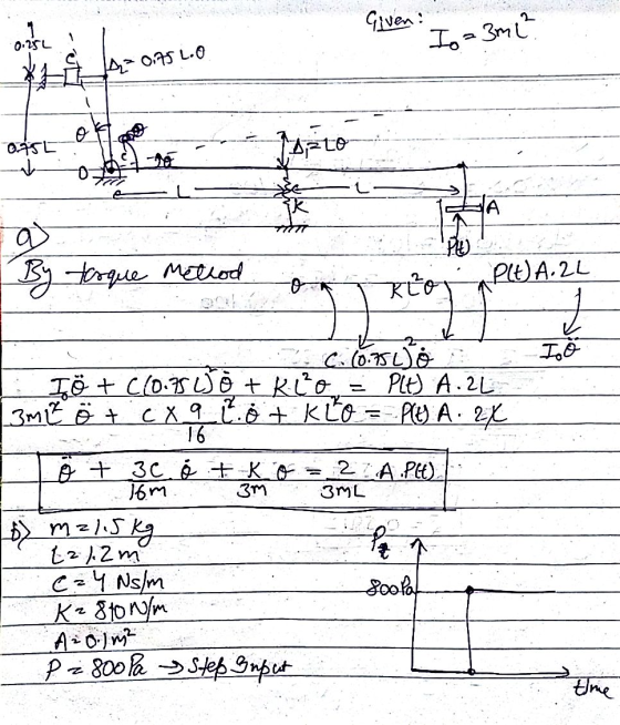 Given: Io = 3m 2² 0.25L A² 0.75 L.O DA5L A By tasque Method PLU) A.2L REOT 2 Too 3m 3ML 2. c. 10.75L) Iö + (0.75 L O + KLO PL