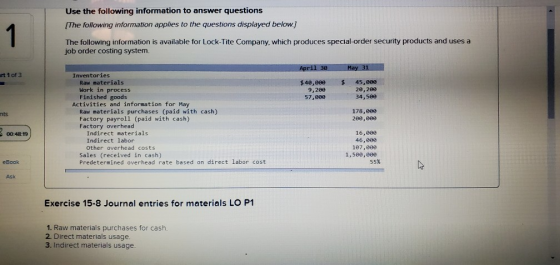 Use the following information to answer questions [The following information applies to the questions displayed below.) The f