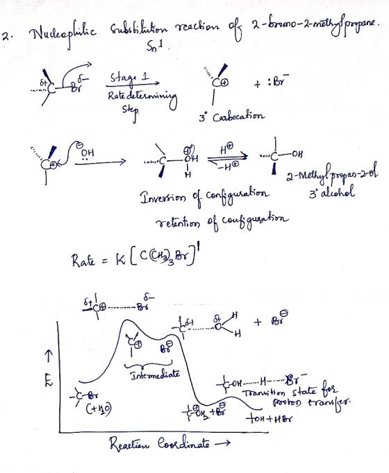 bromo-2-methy pand. 3. Dodaoghake cabelky meten of a true enfoque stage 1 Rate determining Cot:Br Step 3 Carbocation AC-OH et