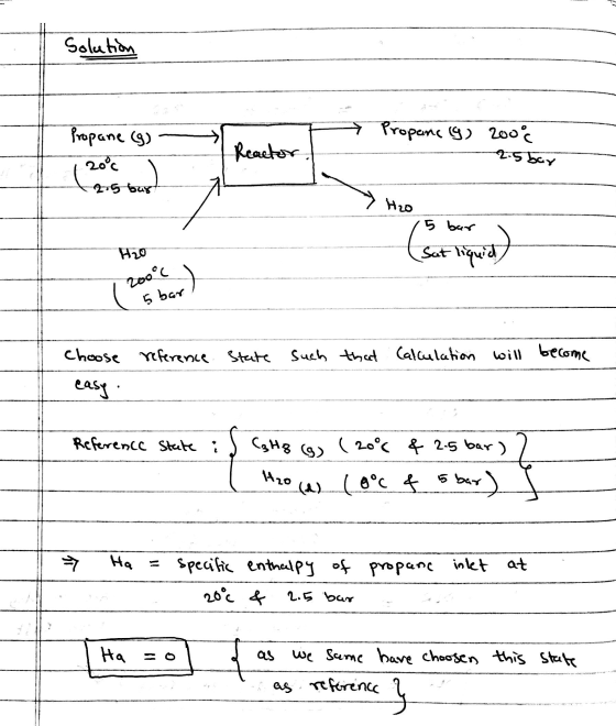 Solution > Propanc (9) 2006 Propane (9) 20°c Reactor 2.5 bar 2.5 bar H2o 5 bar H2O Sat liquid 2004 ) 5 bar Choose reference S