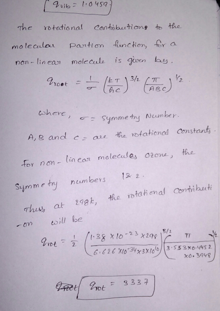 The rotational Cantibutions to the mo lecula Partion lunction, r a non - lin ean mole culs is gven by 2 2 ohere Symmethy Neum