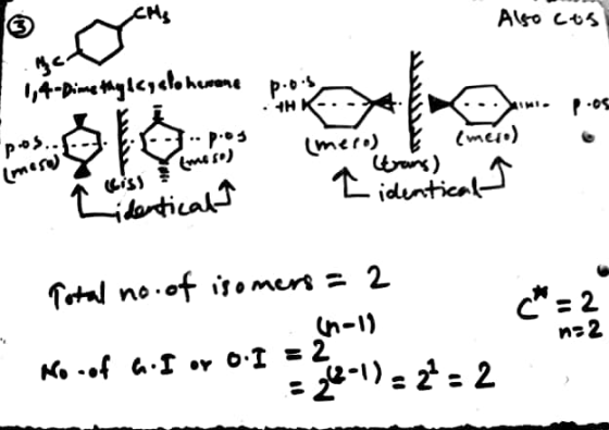 Also cos H K pos. Imes meso) mero) iduntient iatica Tetal no of isomers = 2 C 2 In-1) n2