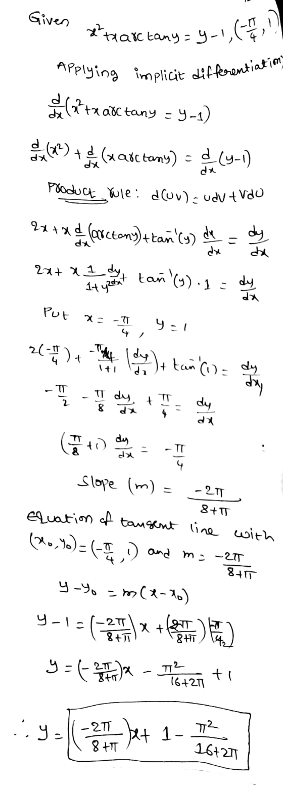 en &hartany = 4-1, (-11, Applying implicit differentiat (2+xašctany = 4-1) de l22) toda (tomy) = m (4-1) Product quie: dcov)