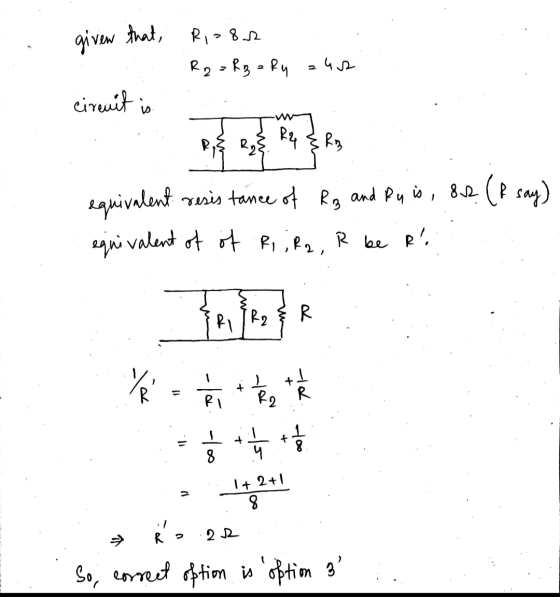 given that, R1-82 R2 = R3 = Ry zus circuit is R2 {R3 R & Ry equivalent resistance of Rz and Ry is, && (& say) equivalent of o