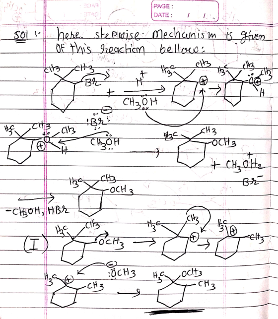 PAGE: 1 DATE: sol here. stepwise. Mechanism is given of this reaction bellows zelta → t wa CH3OH CH3 OCHT 3 ha at TOCH 2 -CHE