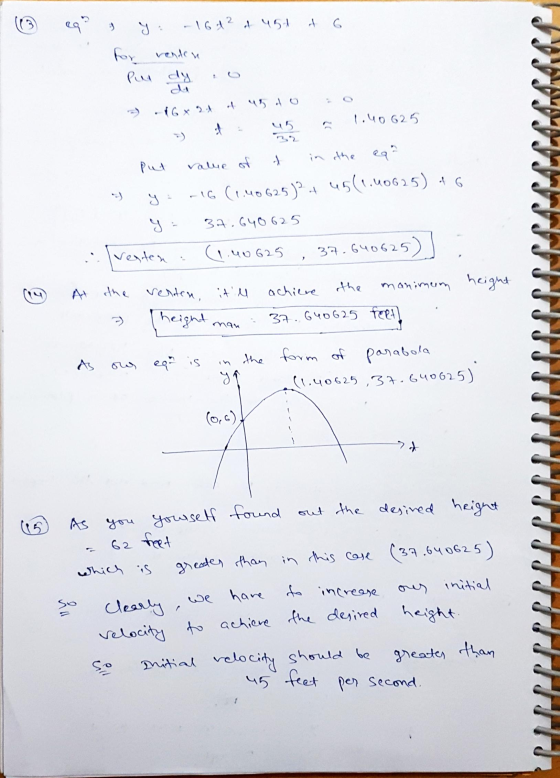 Qq? y. -164² a 451 & 6 for renden Puy dy + . 16 x 24 45.0 1.40 625 45 Put value of in the ea -IG (1.40625)+ 45(1.40625) 46 y