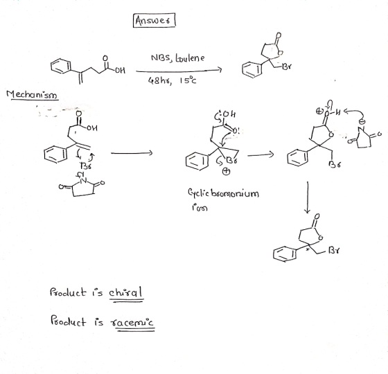 Answes NBS, Loulene OH 48h, Isc Mechanism Sp4 -OM Gyclic booronium BY Procluct is ehisal Procuct is Tacemic