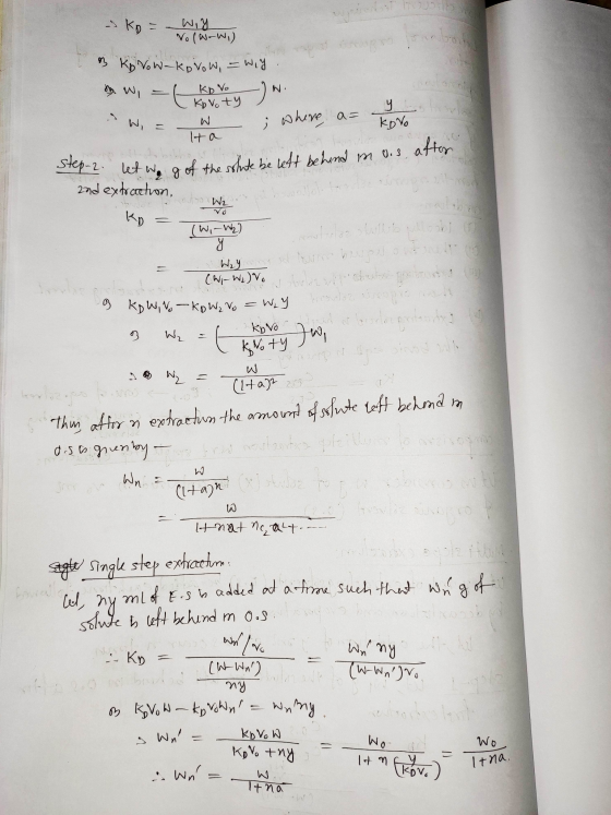 Kp = Wild you wil 3 Kb Vow-kpVow, = wiy W = c here they ) W = - W ; where, a= kovo ta Step-2. let weg of the solute be left b