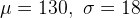 u = 130, 0 = 18