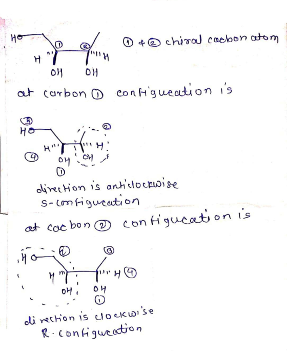 H chival caobon adom at carbon D Contgueation is HO direction is anhlockoise S- Cmfigueation at coc bon con tigueation is